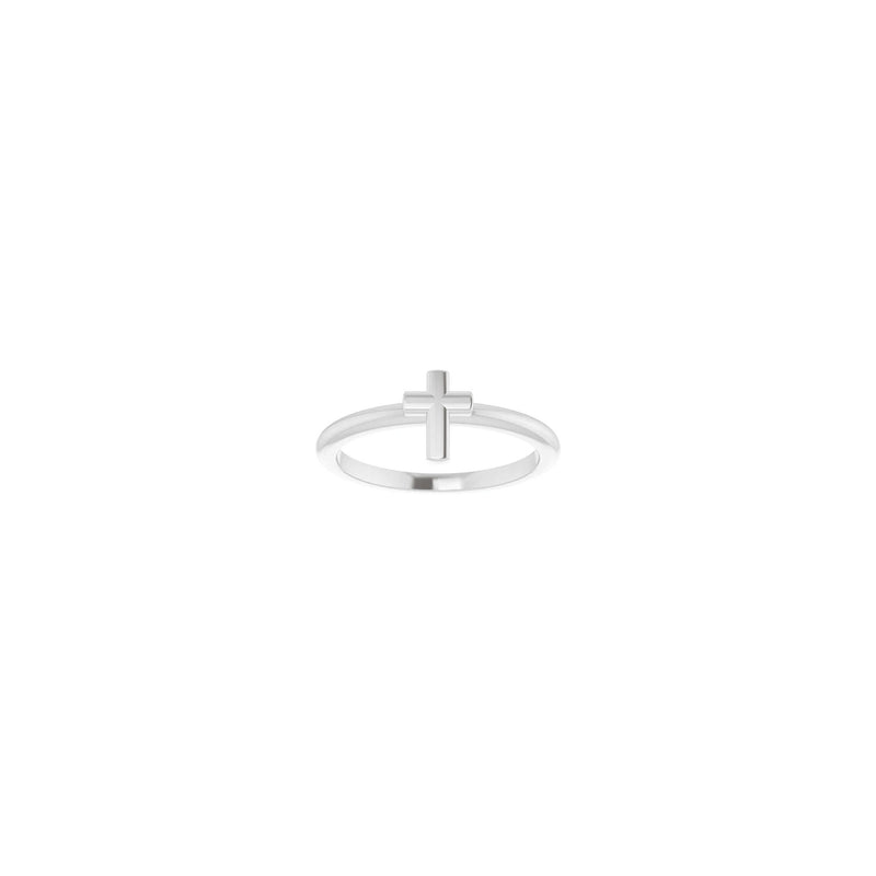 Bold Cross Stackable Ring (White 14K) front - Popular Jewelry - New York