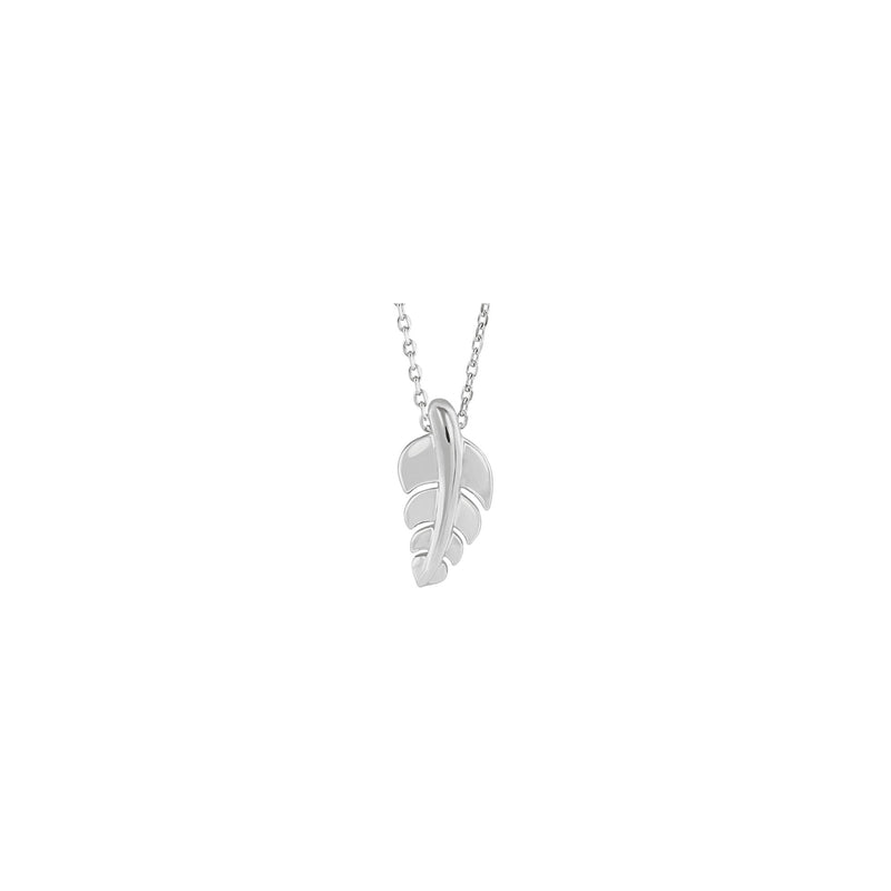 Front view of a 14K white gold Cartoon Leaf Necklace