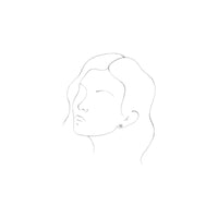 preview of a 14K white gold Cat Face stud Earrings on a woman face drawing