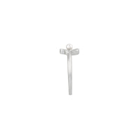 櫻花花朵珍珠裝飾戒指（白色 14K）側面 - Popular Jewelry - 紐約
