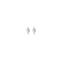 Classic Leaf Stud Earrings (White 14K) front - Popular Jewelry - New York