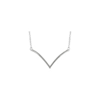 Curvy V Necklace (White 14K) front - Popular Jewelry - New York