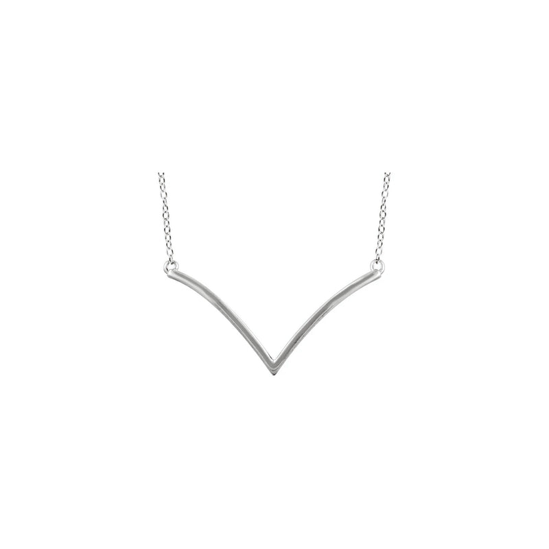 Curvy V Necklace (White 14K) front - Popular Jewelry - New York