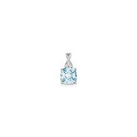 Cushion Aquamarine Diamond Pendant (White 14K) front - Popular Jewelry - Нью-Йорк