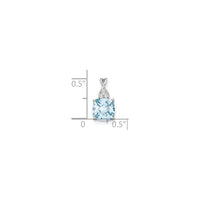 Cushion Aquamarine Diamond Pendant (White 14K) scale - Popular Jewelry - Нью-Йорк