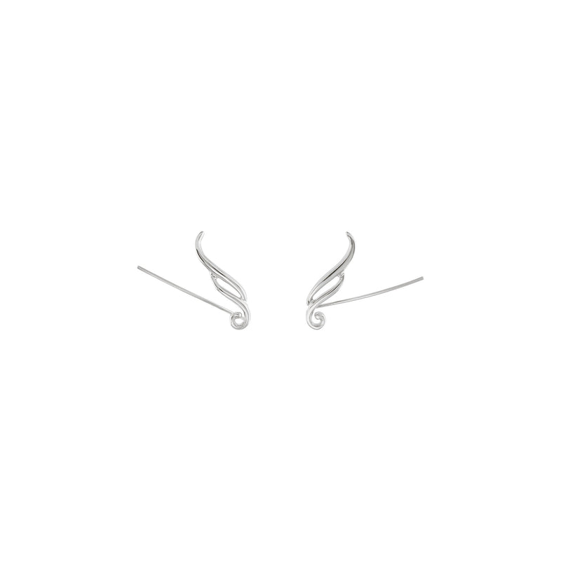 Dainty Wing Ear Climbers (White 14K) front - Popular Jewelry - New York