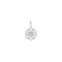 Front view of a 14K white gold Decorative Flower Outline Pendant