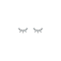 Pob zeb diamond kaw qhov muag Earrings (Dawb 14K) pem hauv ntej - Popular Jewelry - New York