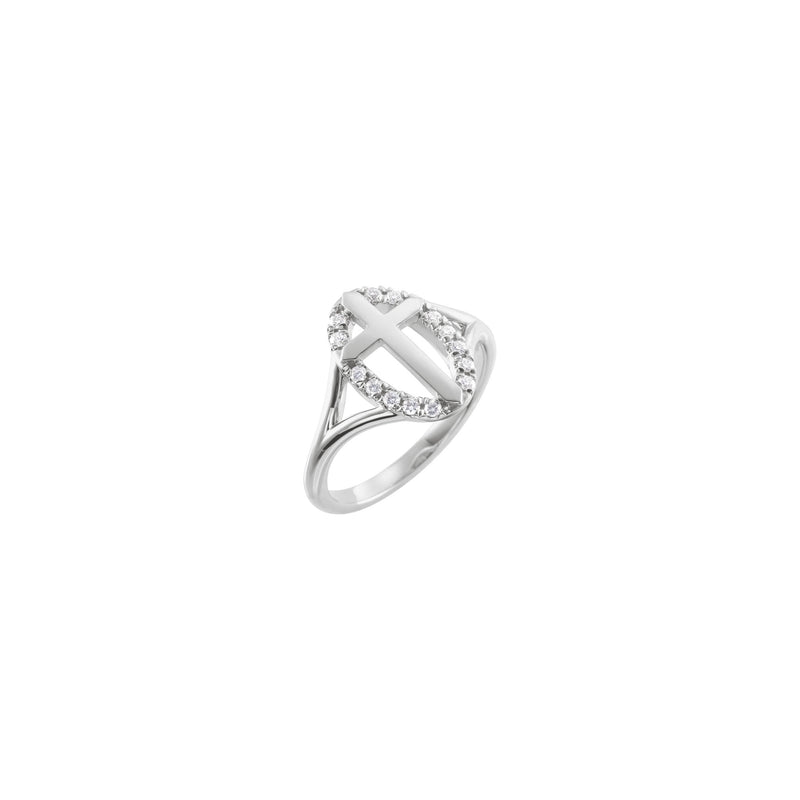 Diamond French-Set Halo Cross Ring (White 14K) main - Popular Jewelry - New York