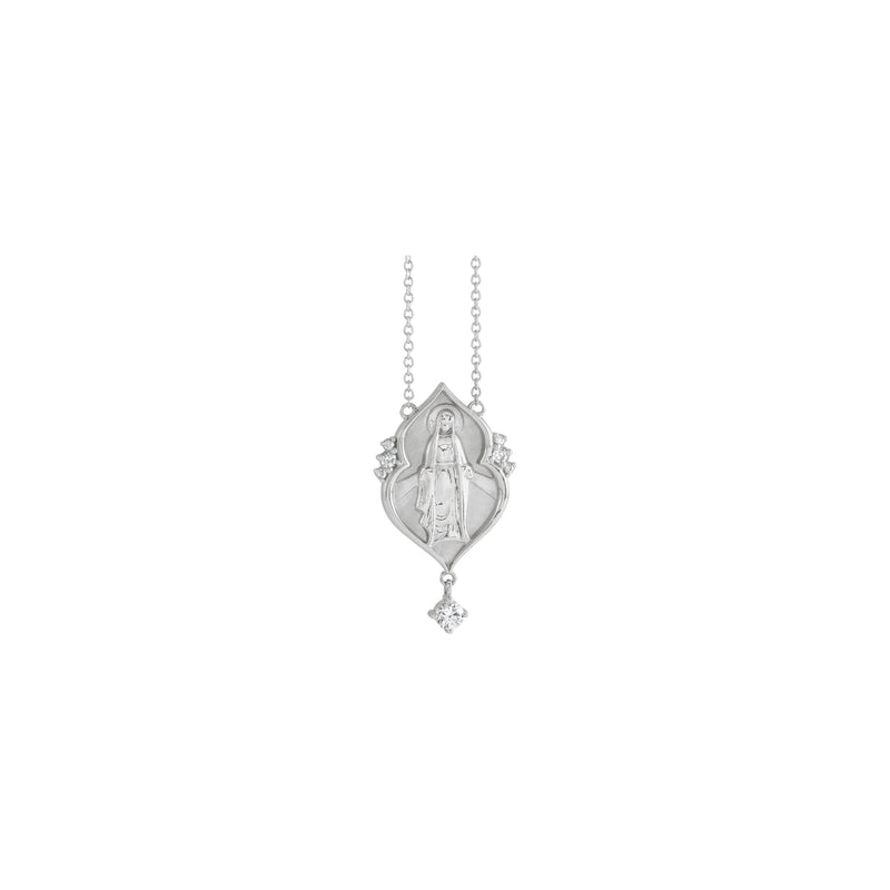 Diamond Miraculous Mary Necklace (Silver) front - Popular Jewelry - New York
