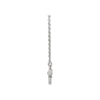 Diamond Sideways Slim Cross Necklace (Silver) side - Popular Jewelry - Niujorkas