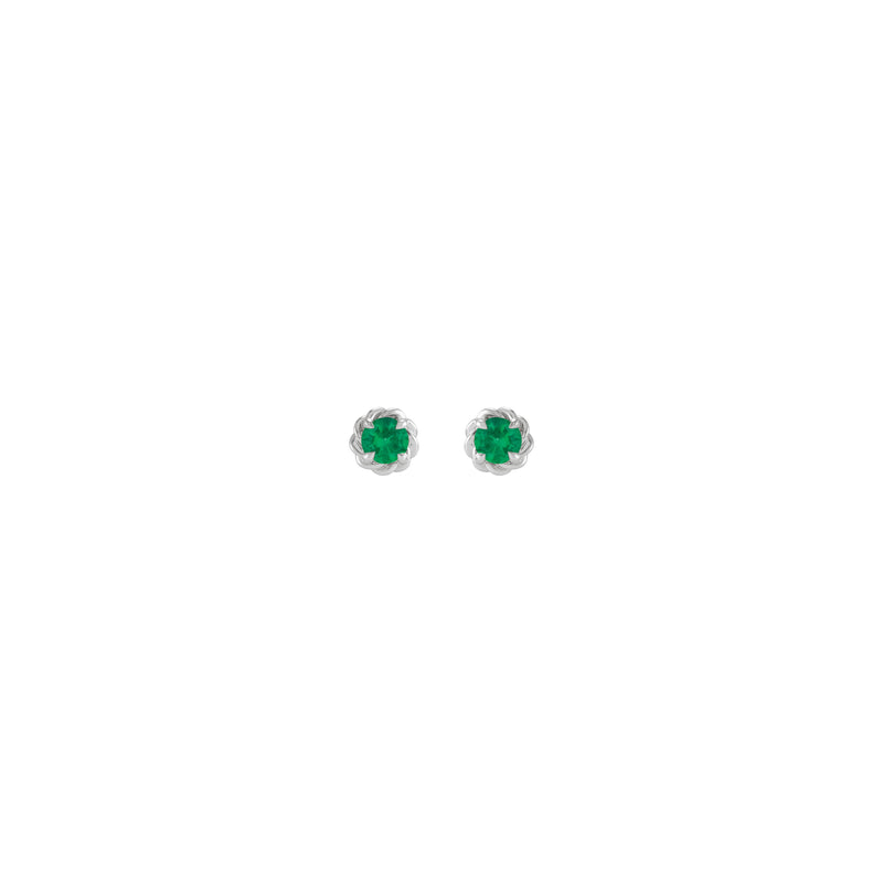 Emerald Claw Rope Stud Earrings (White 14K) front - Popular Jewelry - New York