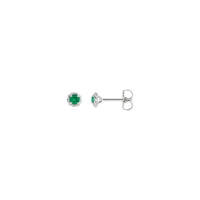 Khuyên tai dạng dây hình móng vuốt ngọc lục bảo (Trắng 14K) chính - Popular Jewelry - Newyork