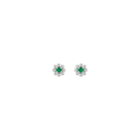 Emerald Petite Flower Stud Earrings (White 14K) front - Popular Jewelry - New York