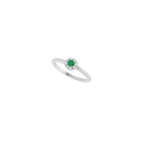 Emerald and Diamond French-Set Halo Ring (White 14K) diagonal - Popular Jewelry - New York