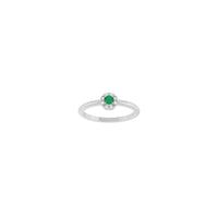 Emerald and Diamond French-Set Halo Ring (White 14K) front - Popular Jewelry - New York