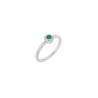 Emerald and Diamond French-Set Halo Ring (Putih 14K) utama - Popular Jewelry - New York