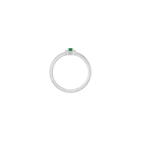 Emerald and Diamond French-Set Halo Ring (Putih 14K) setelan - Popular Jewelry - New York