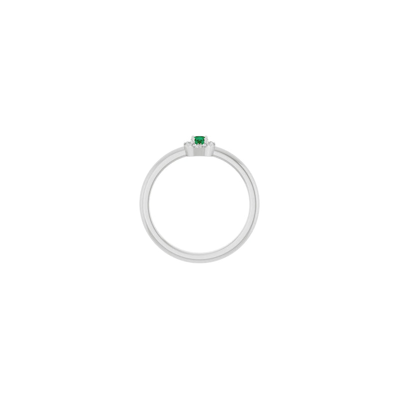 Emerald and Diamond French-Set Halo Ring (White 14K) setting - Popular Jewelry - New York