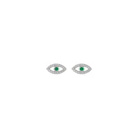 Минђуше са смарагдним и белим сафиром за зла око (бела 14К) с предње стране - Popular Jewelry - Њу Јорк
