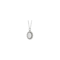İşlemeli Kaydırma Desenli Madalya Kolye (Beyaz 14K) diyagonal - Popular Jewelry - New York