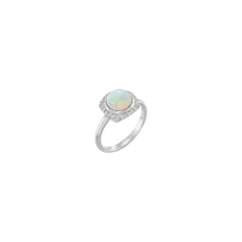 Ethiopian Opal with Diamond Halo Ring (White 14K) main - Popular Jewelry - New York