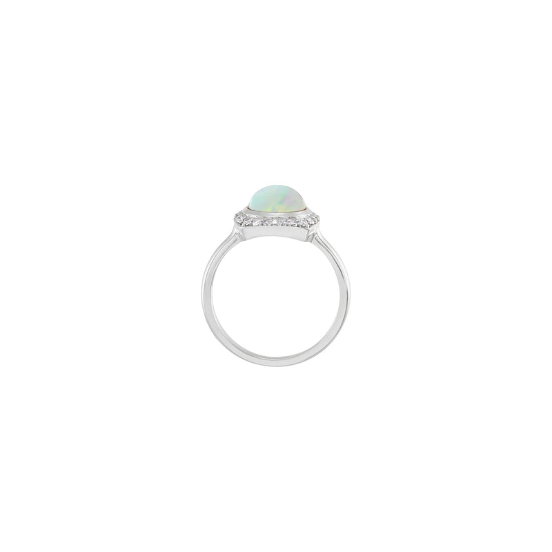 Ethiopian Opal with Diamond Halo Ring (White 14K) setting - Popular Jewelry - New York