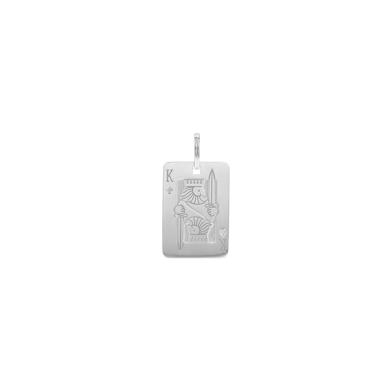 Golden Bead Eyes King of Spades Card Pendant (White 14K) front - Popular Jewelry - New York