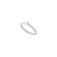 心形珍珠戒指（白色 14K）对角 - Popular Jewelry  - 纽约