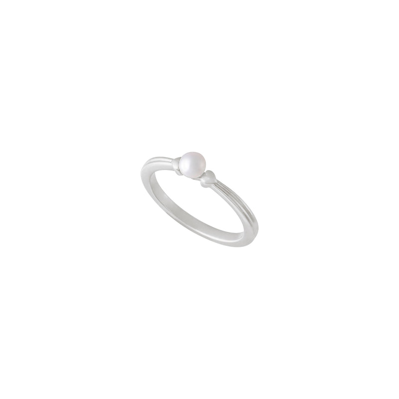 Heart Accented Pearl Ring (White 14K) diagonal - Popular Jewelry - New York