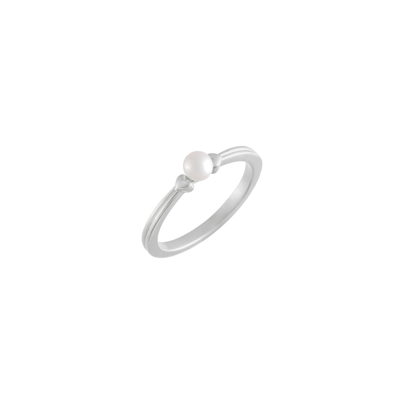 Heart Accented Pearl Ring (White 14K) main - Popular Jewelry - New York