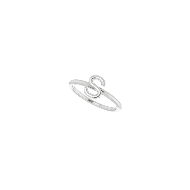 Initial S Ring (Silver) diagonal - Popular Jewelry - New York