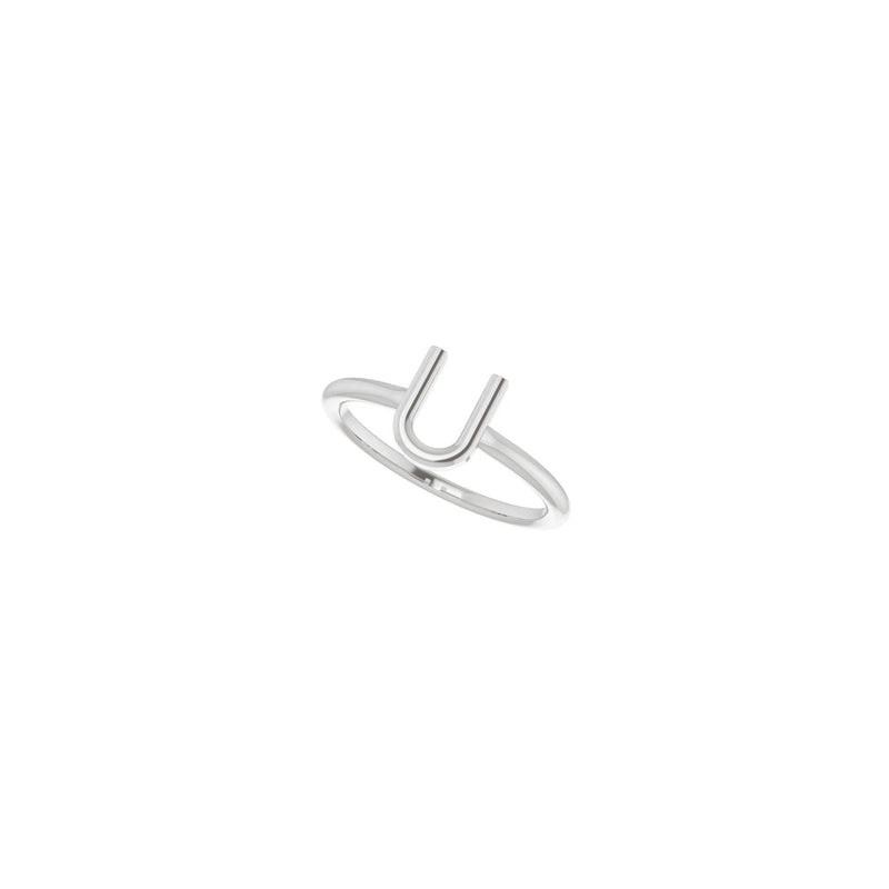 Initial U Ring (Silver) diagonal - Popular Jewelry - New York