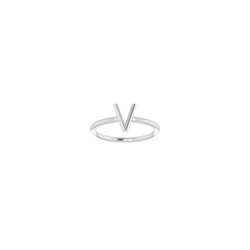 Initial V Ring (Silver) front - Popular Jewelry - New York
