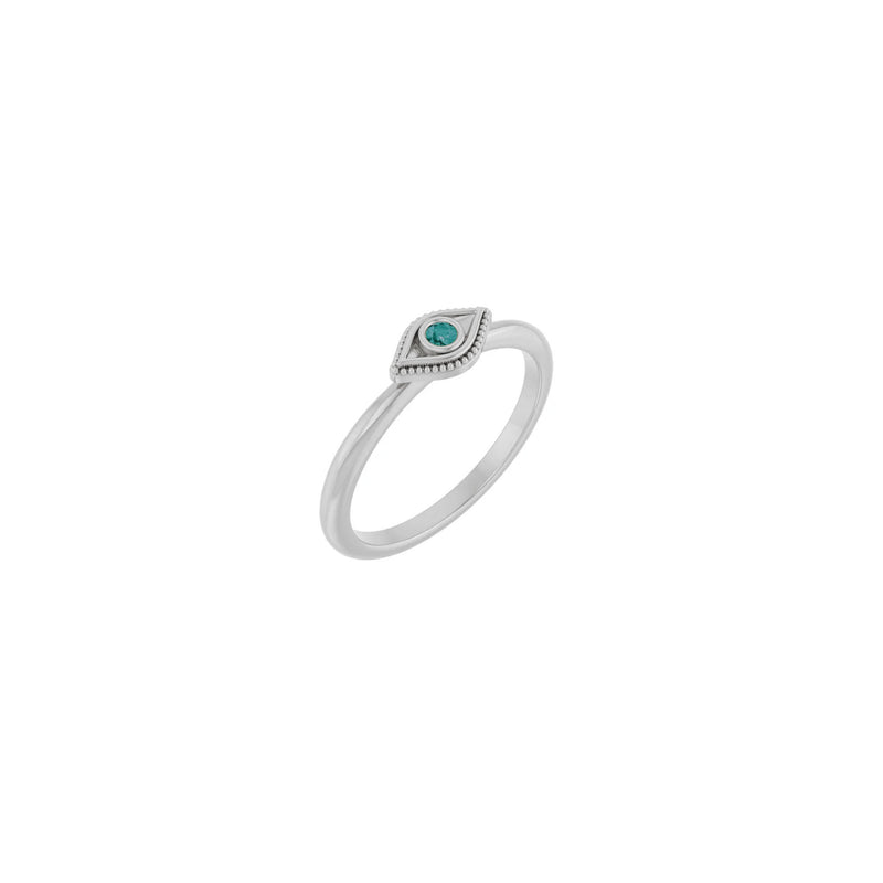 Natural Alexandrite Stackable Evil Eye Ring (White 14K) main - Popular Jewelry - New York