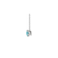 Natural Aquamarine Solitaire Claw Necklace (Silver) side - Popular Jewelry - New York