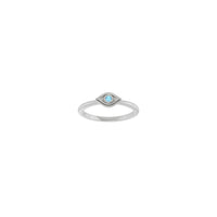 天然海蓝宝石可堆叠邪眼戒指（白色 14K）正面 - Popular Jewelry  - 纽约