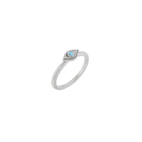 Natural Aquamarine Stackable Evil Eye Ring (White 14K) main - Popular Jewelry - ເມືອງ​ນີວ​ຢອກ