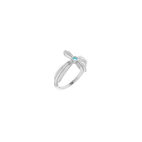 Natural Blue Zircon Sideways Ribbed Cross Ring