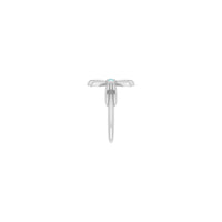 Natural Blue Zircon Sideways Ribbed Cross Ring