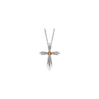 Natural Citrine Ribbed Cross Necklace