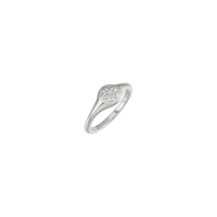 טבעת חותם פרחוני יהלום טבעי (לבן 14K) עיקרית - Popular Jewelry - ניו יורק