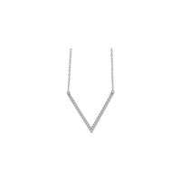 Natural Diamond V Necklace (Silver) front - Popular Jewelry - New York