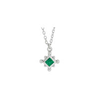 Természetes smaragd gyöngyös keret nyaklánc (fehér 14K) elöl - Popular Jewelry - New York