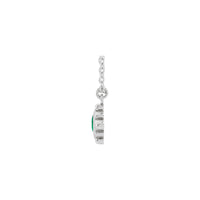 Kalung Set Bezel Manik-manik Zamrud Alami (Putih 14K) samping - Popular Jewelry - New York