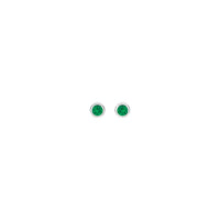 天然祖母绿包边耳钉（白色 14K）正面 - Popular Jewelry  - 纽约