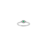 天然祖母绿可堆叠邪眼戒指（白色 14K）正面 - Popular Jewelry  - 纽约