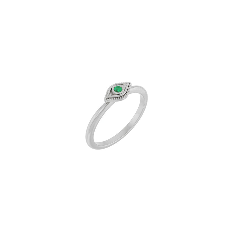 Natural Emerald Stackable Evil Eye Ring (White 14K) main - Popular Jewelry - New York