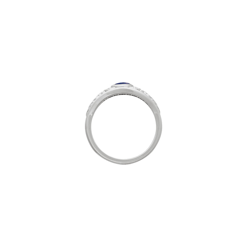 Oval Lapis Flower Accented Ring (White 14K) setting - Popular Jewelry - New York
