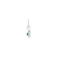 Natural Round Emerald ug Diamond Halo Necklace (White 14K) side - Popular Jewelry - New York